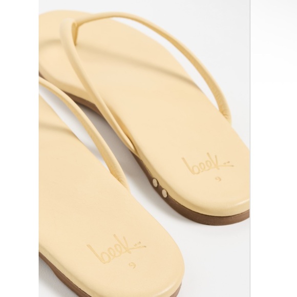 Beek Sunbeam Flip Flop Leather Flat Thong Sandals in Glow Pale Yellow size 6 - Picture 5 of 14